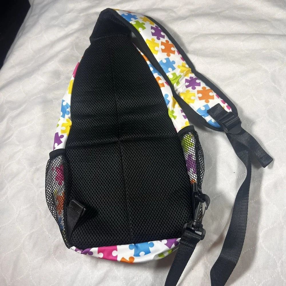 Autism Awareness Puzzle Sling Backpack Crossbody Shoulder Bag Casual Hiking